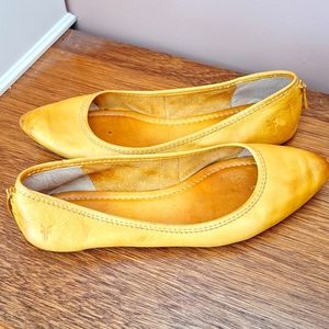 Frye mustard yellow leather flats Size 9